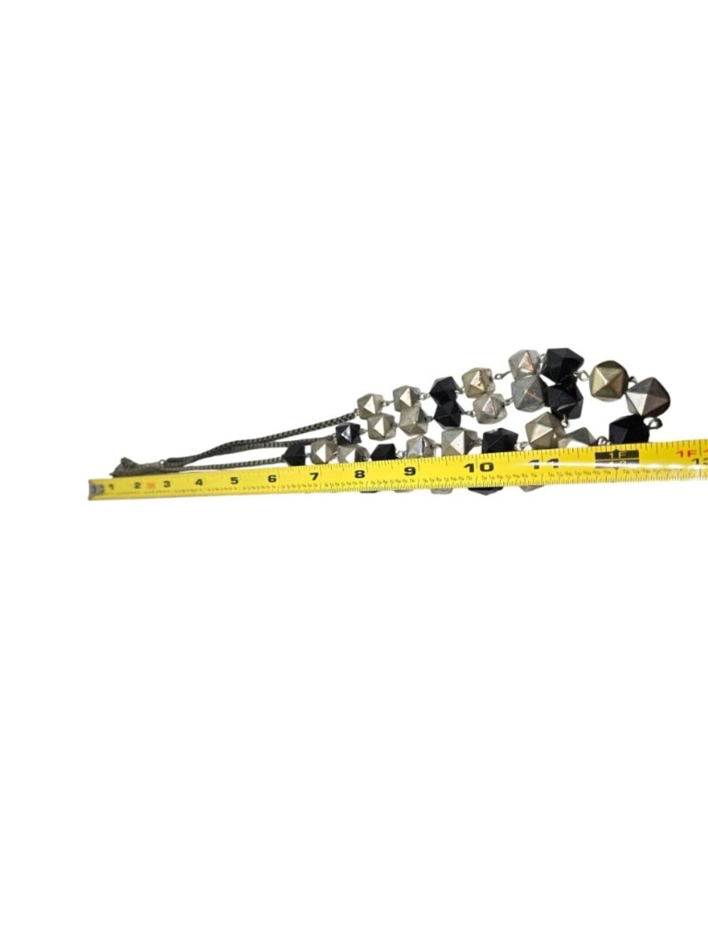 Ruby Rd Layered Statement Necklace Gold Silver Tone Black Geometric Beaded Adjus - Picture 3 of 9